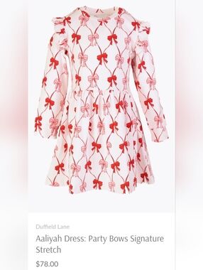 Duffield lane aaliyah pink red party bow dress sz 5